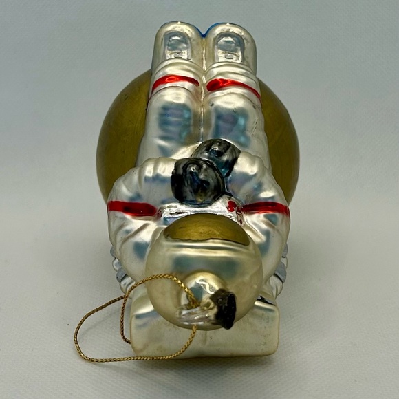 Man on the Moon Astronaut Hand Blown & Painted Glass Holiday Ornament - Picture 7 of 8